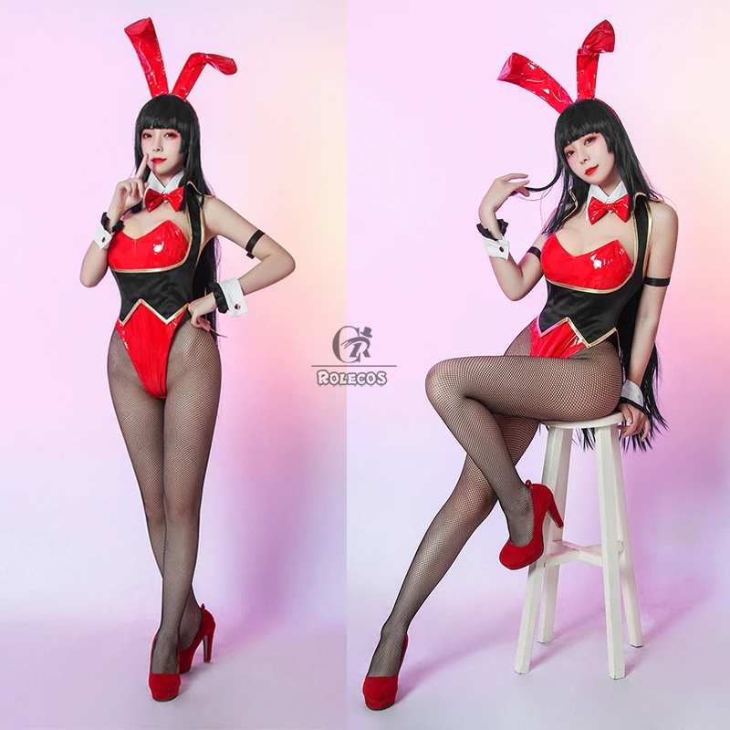 ROLECOS-Disfraz de Anime Kakegurui Yumeko Jabami para mujer, traje de conejito Sexy, Mono para Halloween