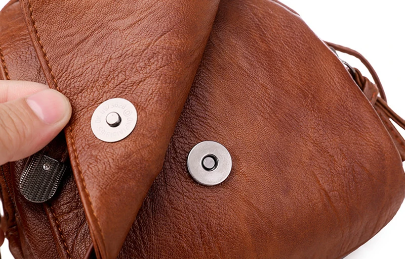 Multifunktionale Weiche PU Leder Kleine Schulter Tasche Für Frauen Vintage Mode Umhängetasche Weibliche Geldbörse Handy Handtasche – Detail 27
