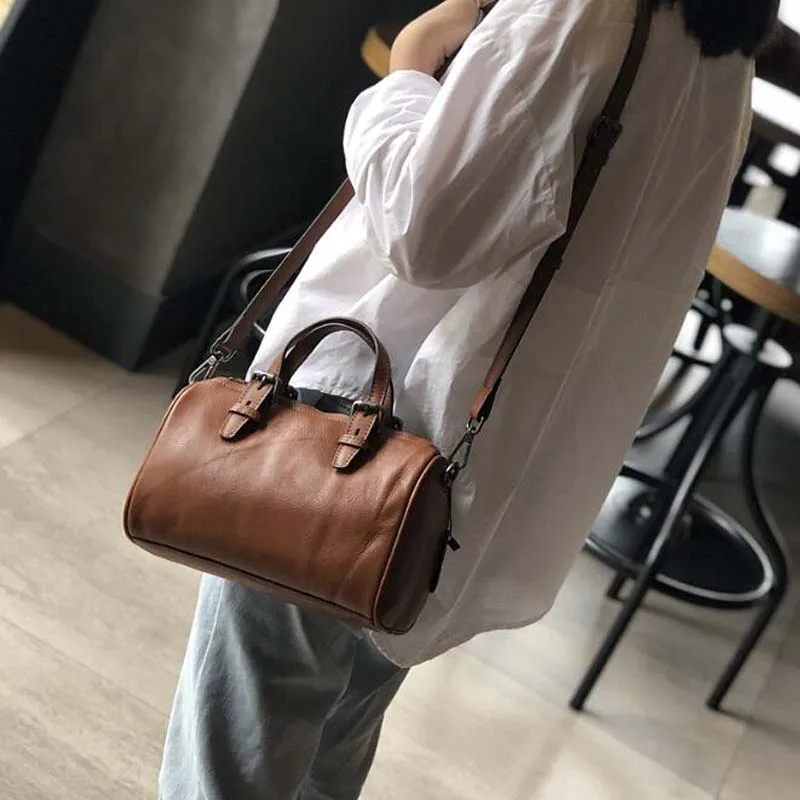 Soft 100% Cow Leather Handbag Tote Women\'s Long Strap Shoulder Messenger Satchel Bags Black Genuine Skin Casual Tote Sac a Main