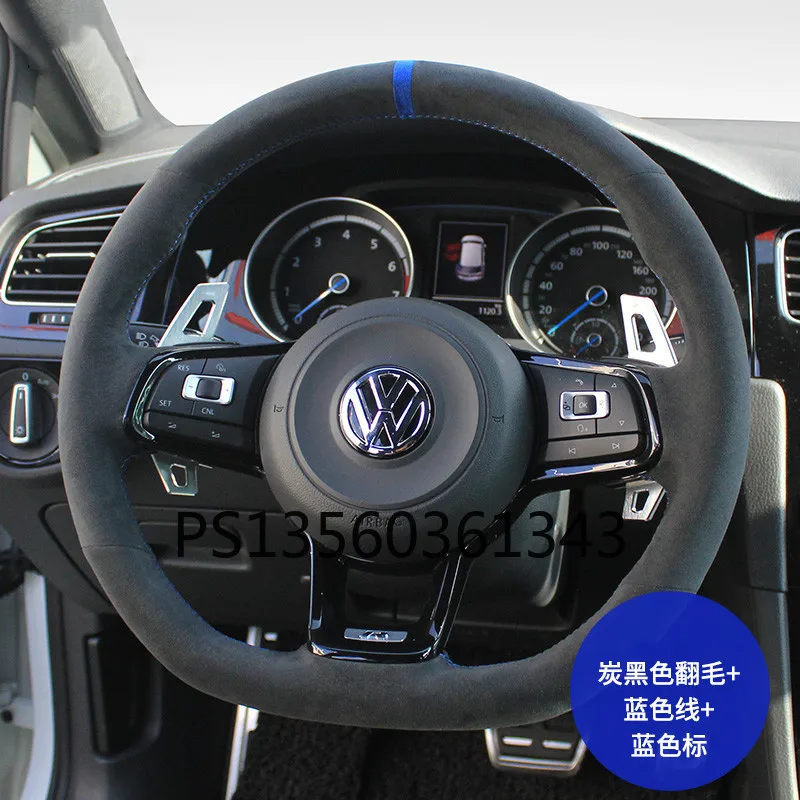 DIY hand-stitched steering wheel cover fit for Volkswagen VW CC Touareg Variant T-Cross Passat Touran suede handle cover