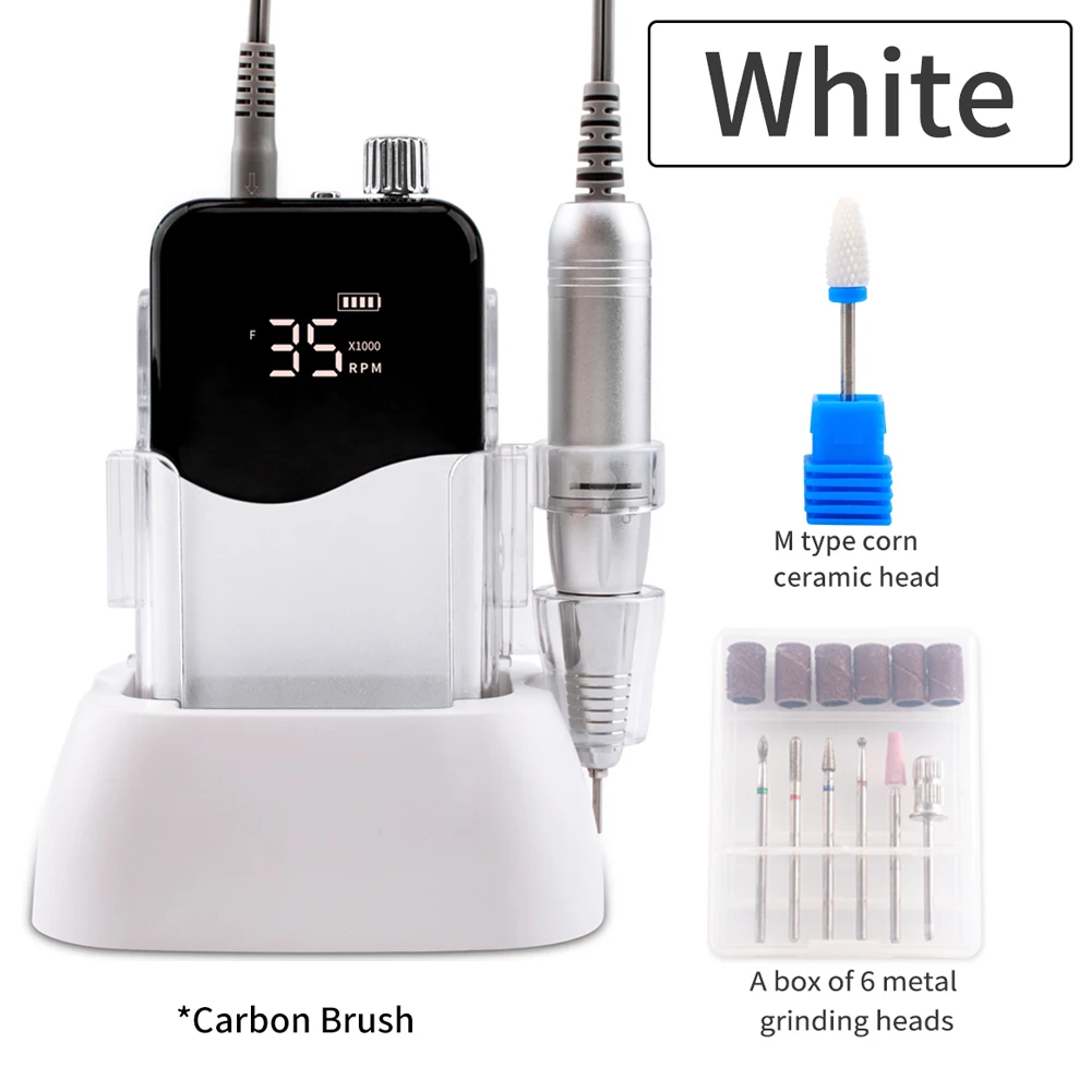 SIMINAIL Wave nagelboor Oplaadbare desktopbasis 35000 RPM manicure elektrische machine nagelvijl pedicure draadloos boren