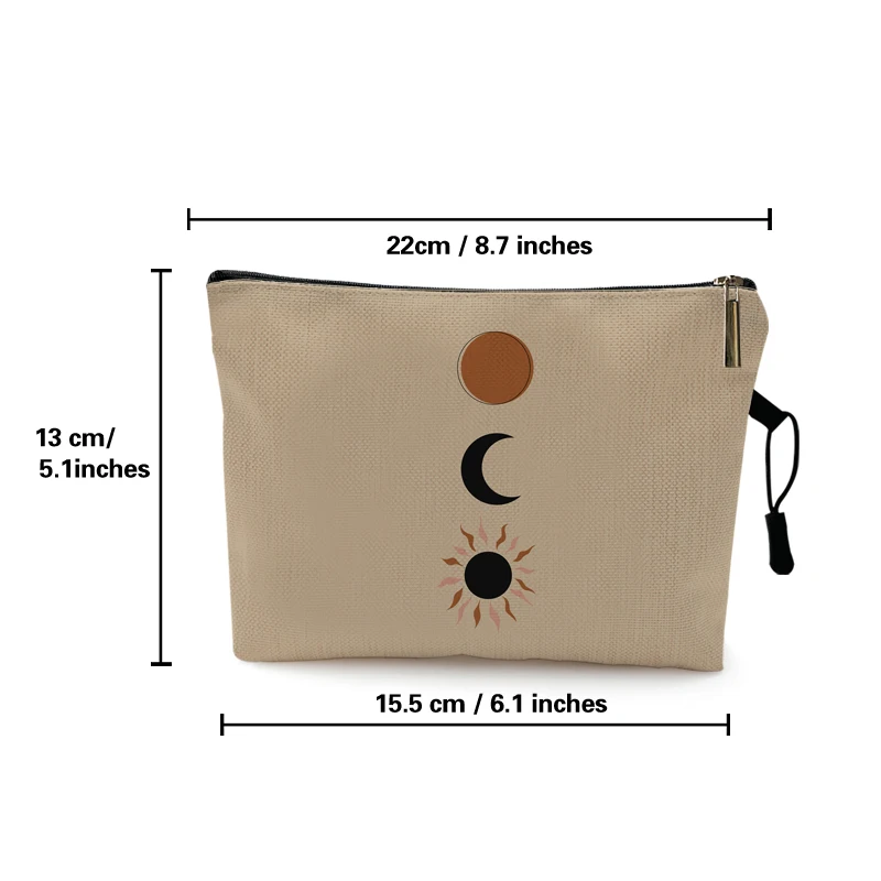 Ethnic Style Nordic Evil Eyes Sun Moon Religion Print Makeup Bag Cute Purses Women Ladies Storage Organizer Pouch Cosmetic Bags