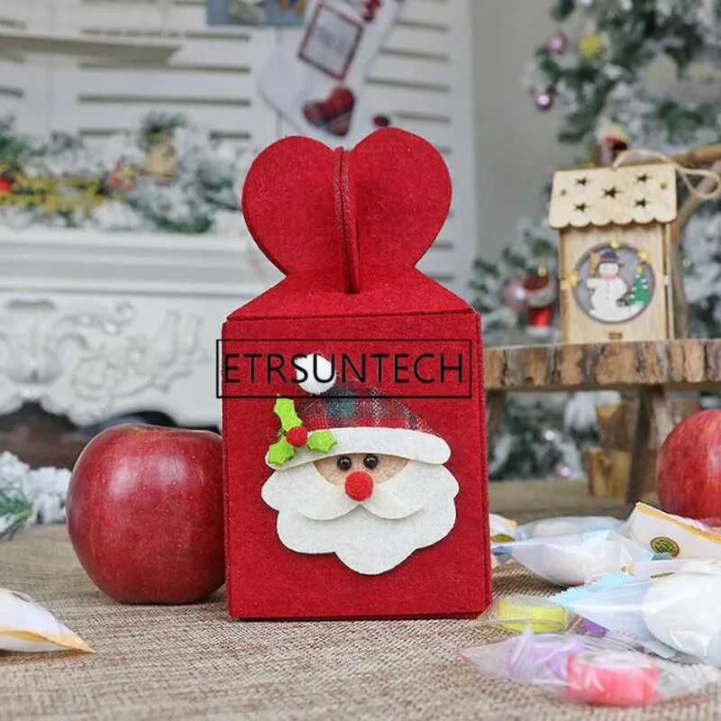 60pcs Chrismas Snowman Apple Fruit Candy Bags Doll Gifts Christmas Eve Non-woven Hand-made Fabric DIY Kit