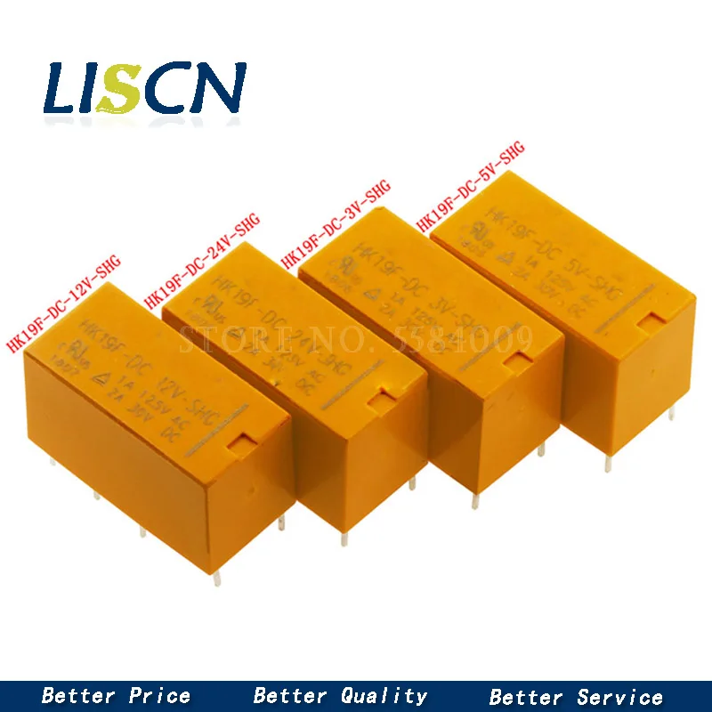 5pcs Coil DPDT 8 Pin 2NO 2NC Mini Power Relays PCB Type HUI KE HK19F HK19F-DC5V-SHG HK19F-DC12V-SHG HK19F-DC24V-SHG