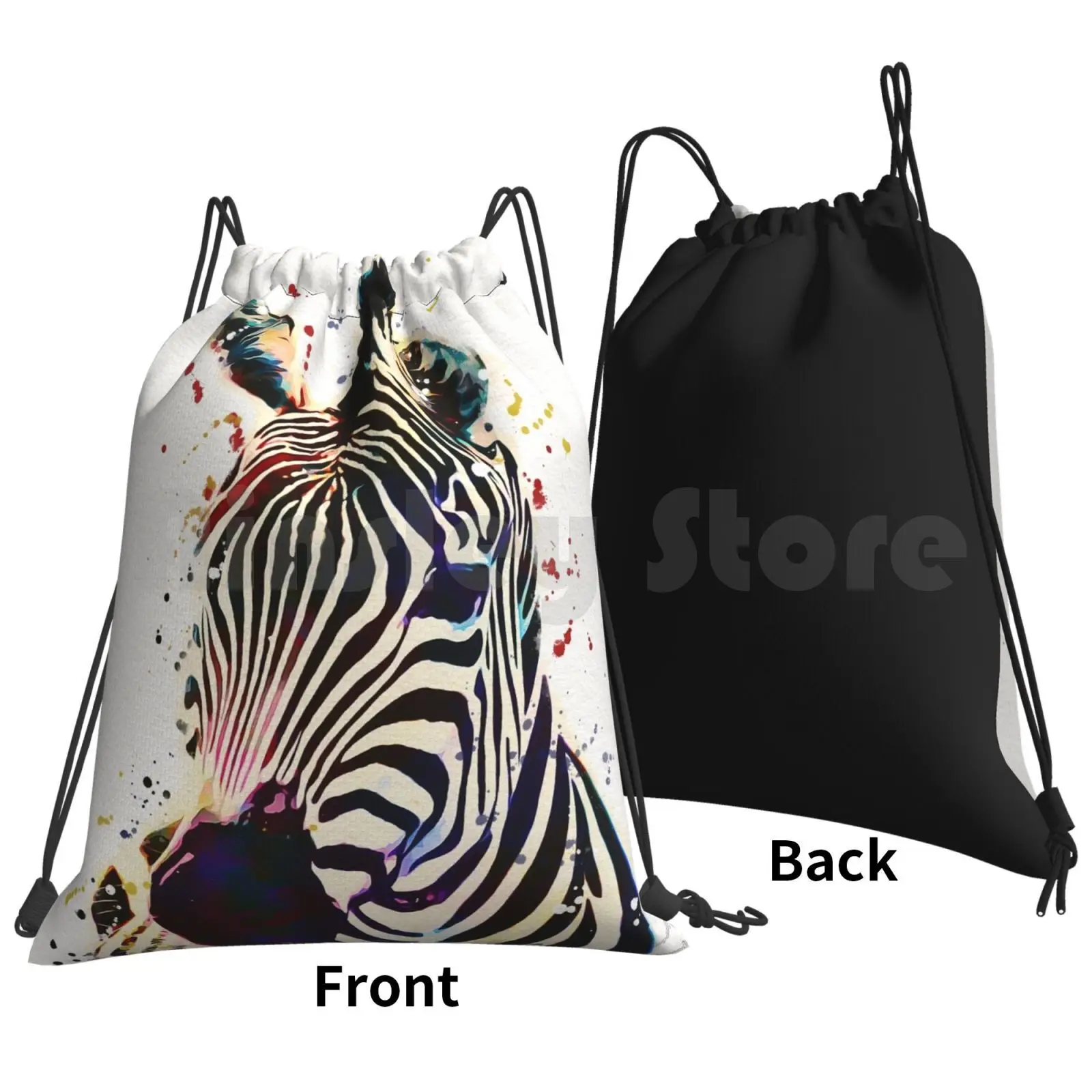 Watercolor Art Backpack Drawstring Bag Riding Climbing Gym Bag African Africa Safari Prairie Savannah Savanna