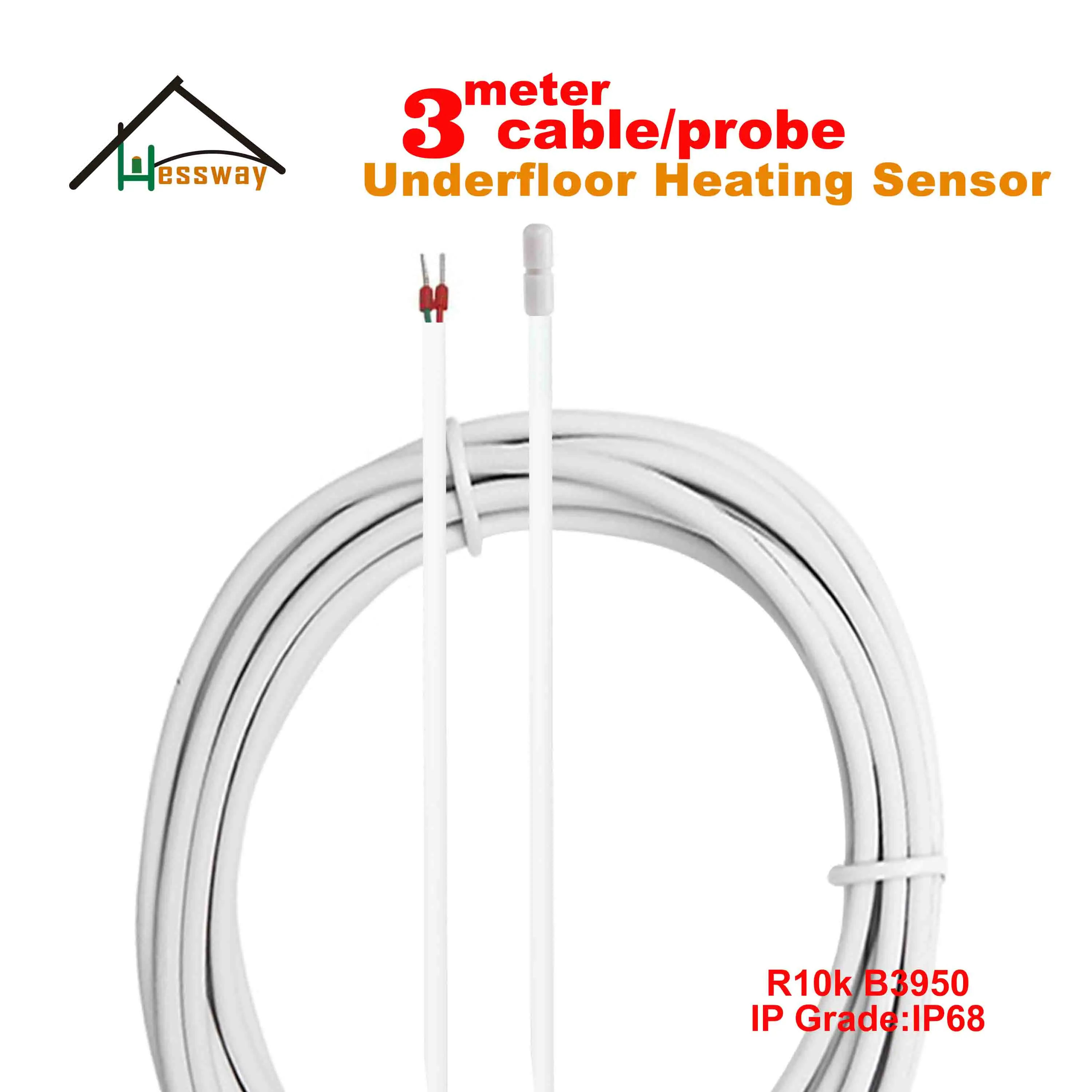 2PCS thermistor 3950 ntc temperature probe cable cord sensor for floor heating thermostat connection