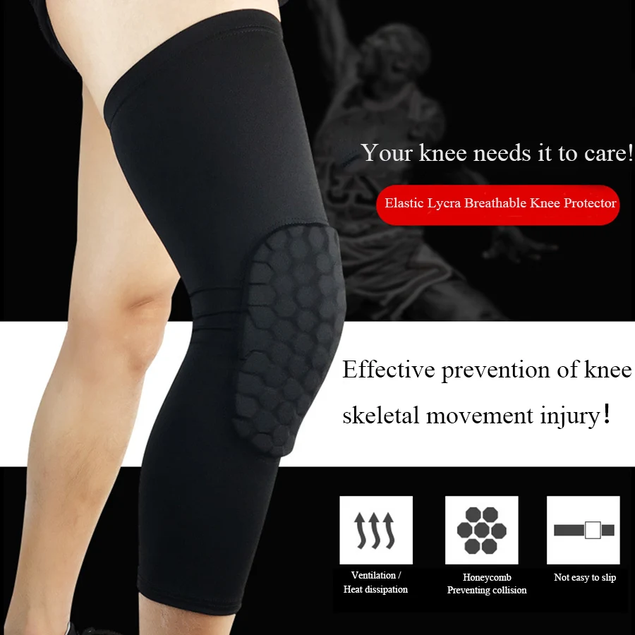 1PC Basketball Knee Pads Honeycomb Elastic Kneepad Compression Sleeve Foam Brace Patella Protector Volleyball Support