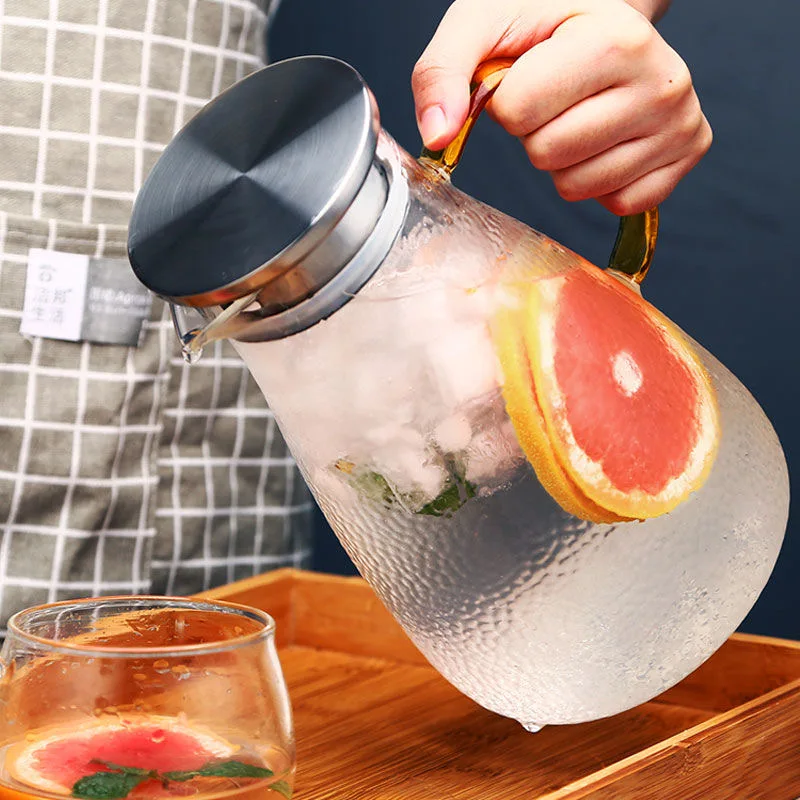 

1500/1800ml Household Large Capacity Transparent Glass Hot/Cold Water Jug Juice Container glass teapot Heat-proof Drinkwear