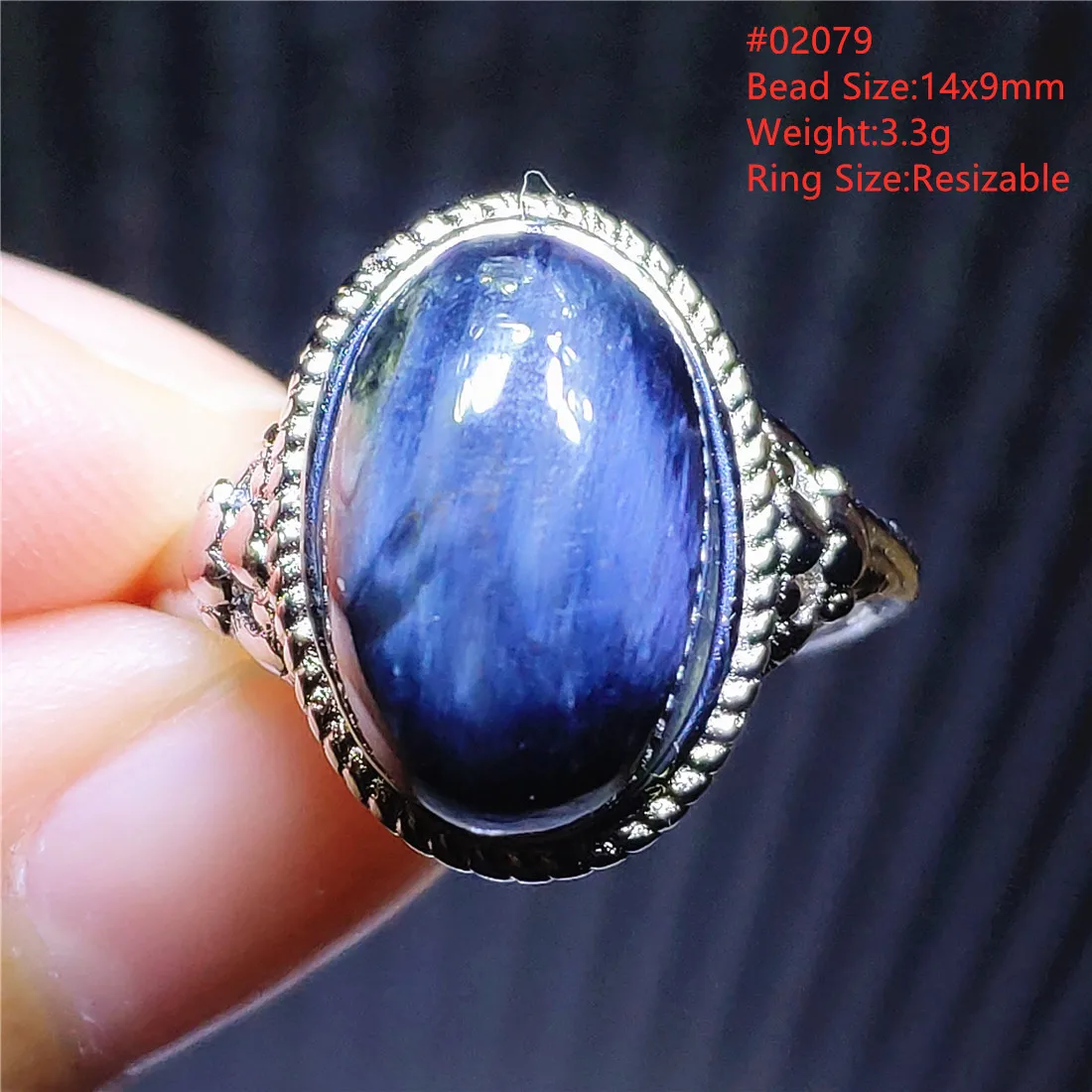 Natural Blue Pietersite Namibia Adjustable Ring Cat Eye Chatoyant Rare Yellow Pietersite 925 Sterling Silver AAAAA