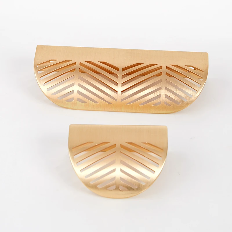 Leaf Shape Furniture Cupboard Cabinet Wardrobe Drawer Pull Knob Brass Door Handle Hardware Hot Sale