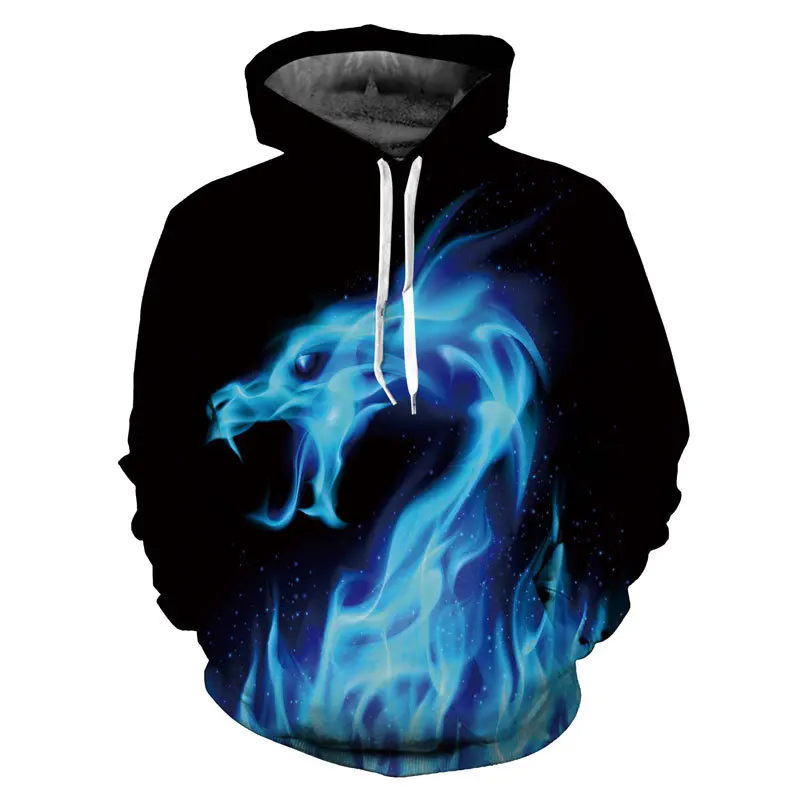 2021 New Colorful Flame Hoodie 3D Sweatshirt Men And Women Hooded Loose Autumn and Winter Coat Street Clothing Jacket Hoodies