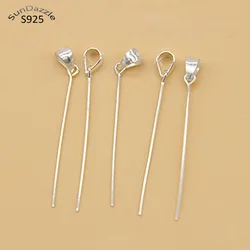 Genuine Real Pure Solid 925 Sterling Pendant Base Caps With Long Needle Suspension Cap Connector DIY Jewelry Making Findings