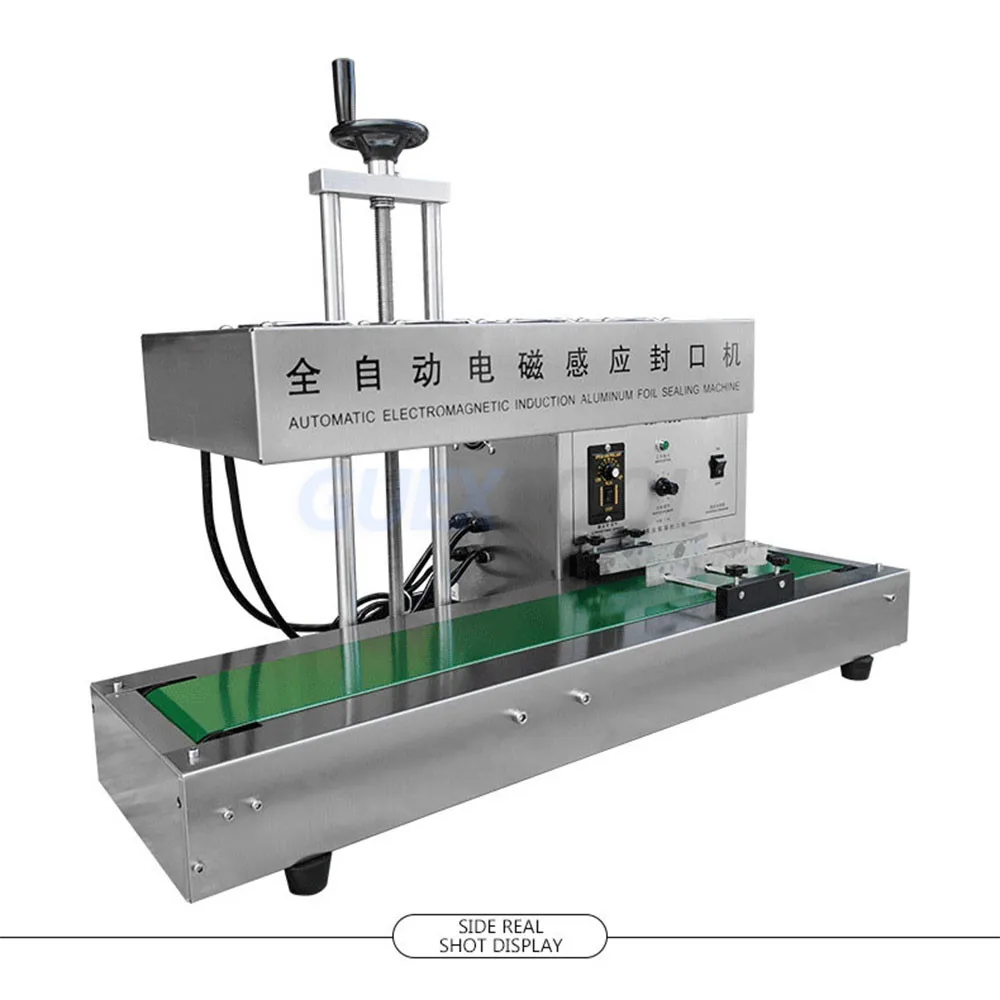 Máquina de sellado electromagnético continuo automático, máquina de embalaje de papel de aluminio de inducción, sellador de tapa de botella de vidrio de plástico