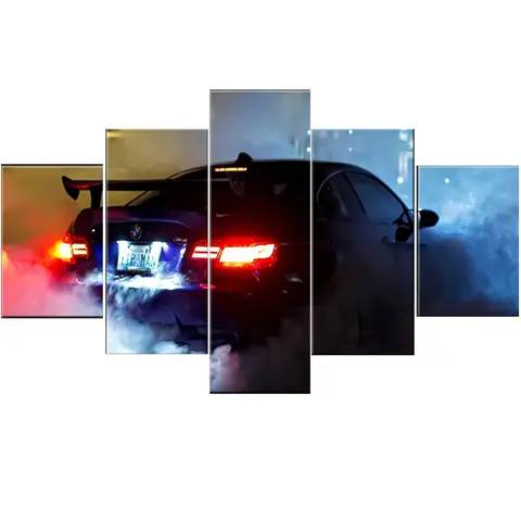 벽 예술 캔버스 페인팅 슈퍼 럭셔리카 로고 포스터, 현대 가정 장식 사진, 거실 프레임 워크 모듈러, 5 개