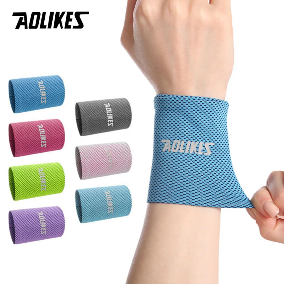 AOLIKES-muñequera transpirable con refrigeración por hielo, banda para el sudor deportiva, para gimnasio, Yoga, sudor de manos, 1 unidad