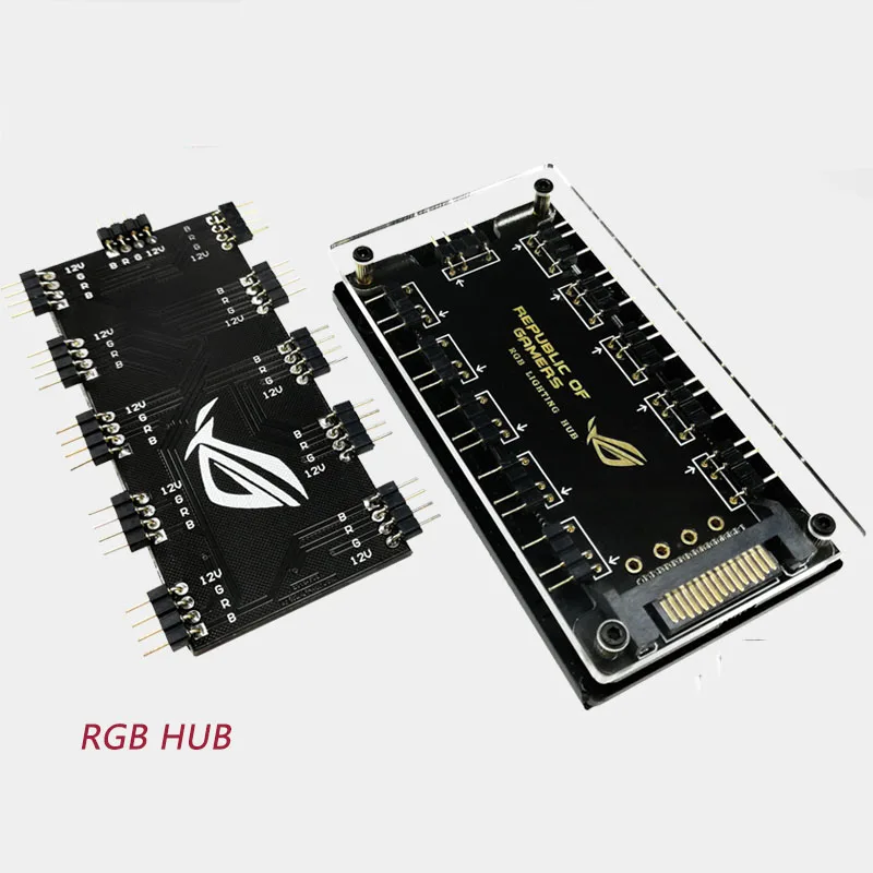 RGB Hub-sincronización de placa base, controlador de luz de ventilador, 4 pines, 12, un punto, diez, 5V, extensión de rama AURA