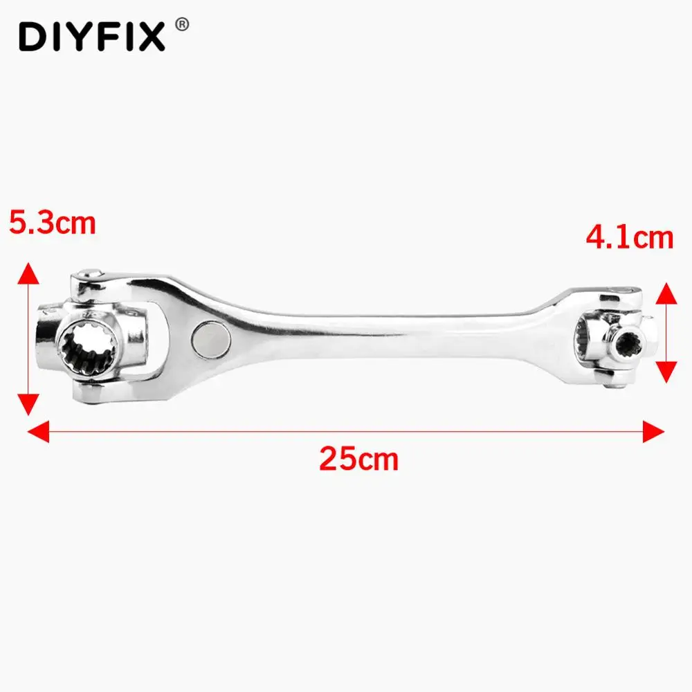 DIYFIX Socket Tiger Wrench 8-19mm Torque Spanner Key Work with Spline Bolts Multi Tool Kit Universial Furniture Car Repair