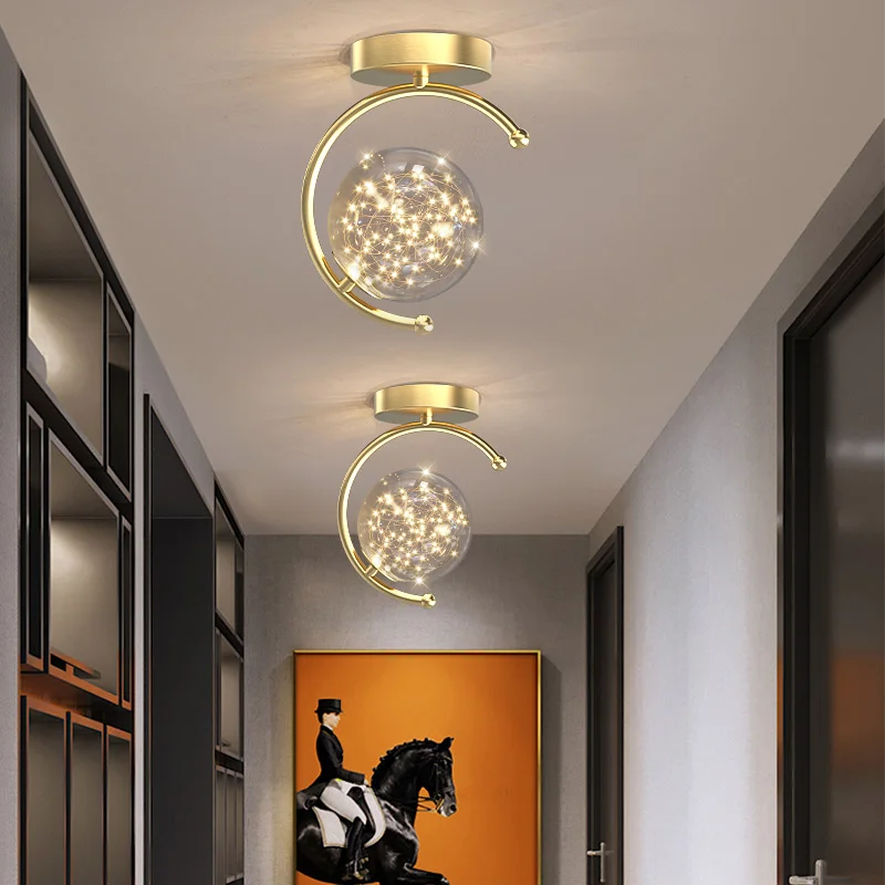 Aisle Lamp Modern LED Ceiling Light Luminaire Corridor Home Hallway Decoration Fixture Black Gold Small Simple Design Lighting