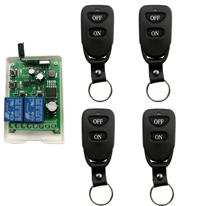 Wireless Remote Control Light Switch 10A Relay Output Radio DC12V-48V 2 Channel Receiver Module + Belt buckle Transmitter