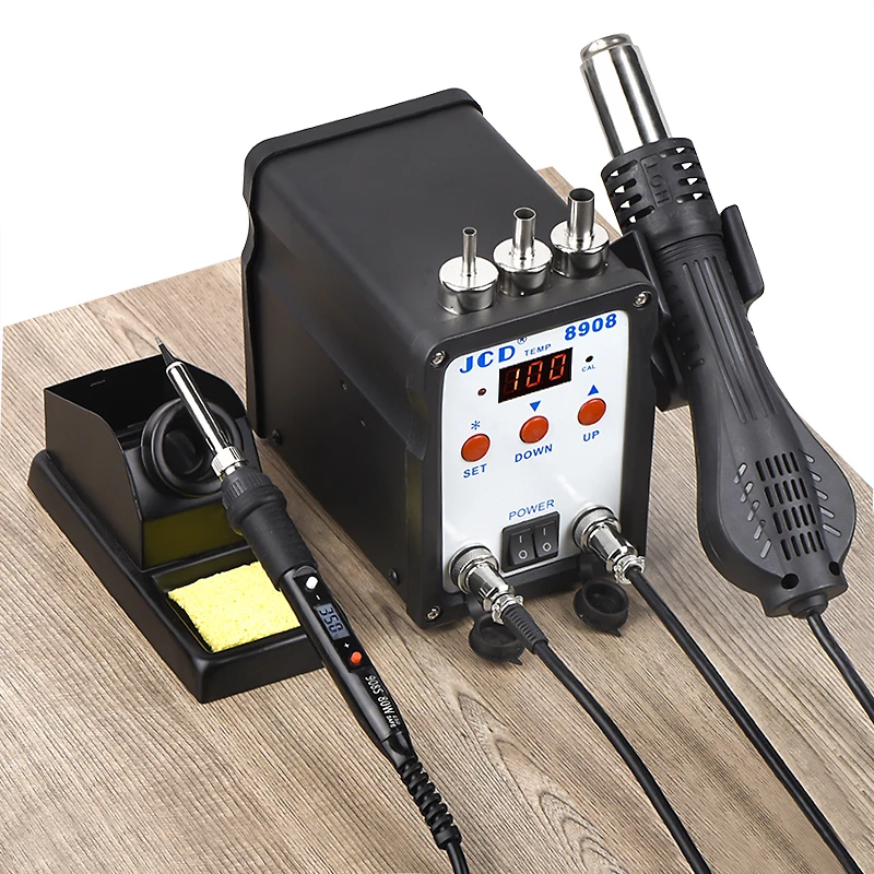 JCD 8908 Welding Station 2-in-1 Welding Repair Tool 750W Hot Air Gun Soldering Iron SMD BGA Rework LCD Digital Set