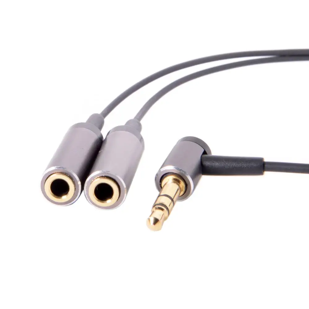 90 Degree 3.5mm Microphone Aux Cable 1 Male 2 Famle Cable Combo Extension Mobile Audio Adapter Splitter For Laptop Aux Headphone