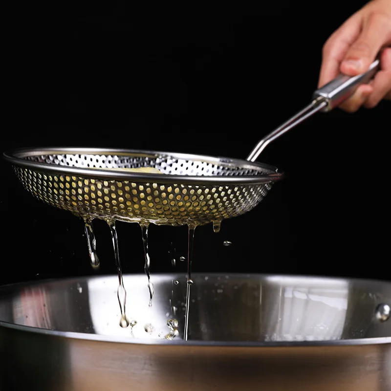 Stainless Steel Colander Skimmer Strainer Drain Oil Filter Frying Scoop Long Handle Kitchen Noodles Sieves Tableware Accessories