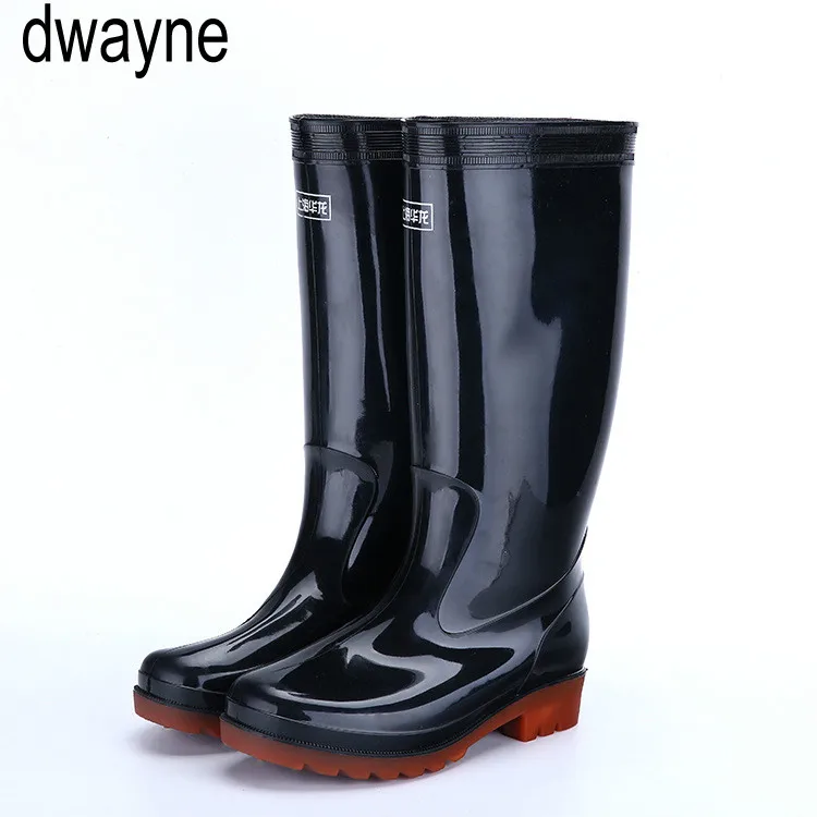 Men Rain Boots Soles with Steel Nails Outsole Waterproof Non - Slip Fishing Boots Rubber with Reflective Strip Safety dfv45