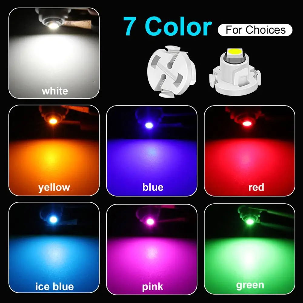 10PCS T3 T4.2 T4.7 LED Light Bulbs Car Interior Instrument Lamp Auto Dashboard Indicator Light White Blue Red Yellow Green Pink