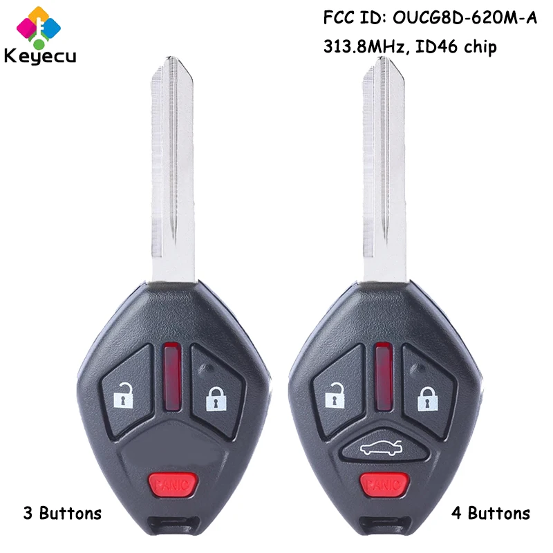 

KEYECU Remote Control Car Key With 3 4 Buttons 313.8MHz ID46 Chip for Mitsubishi Galant Eclipse Endeavor Fob FCC# OUCG8D-620M-A