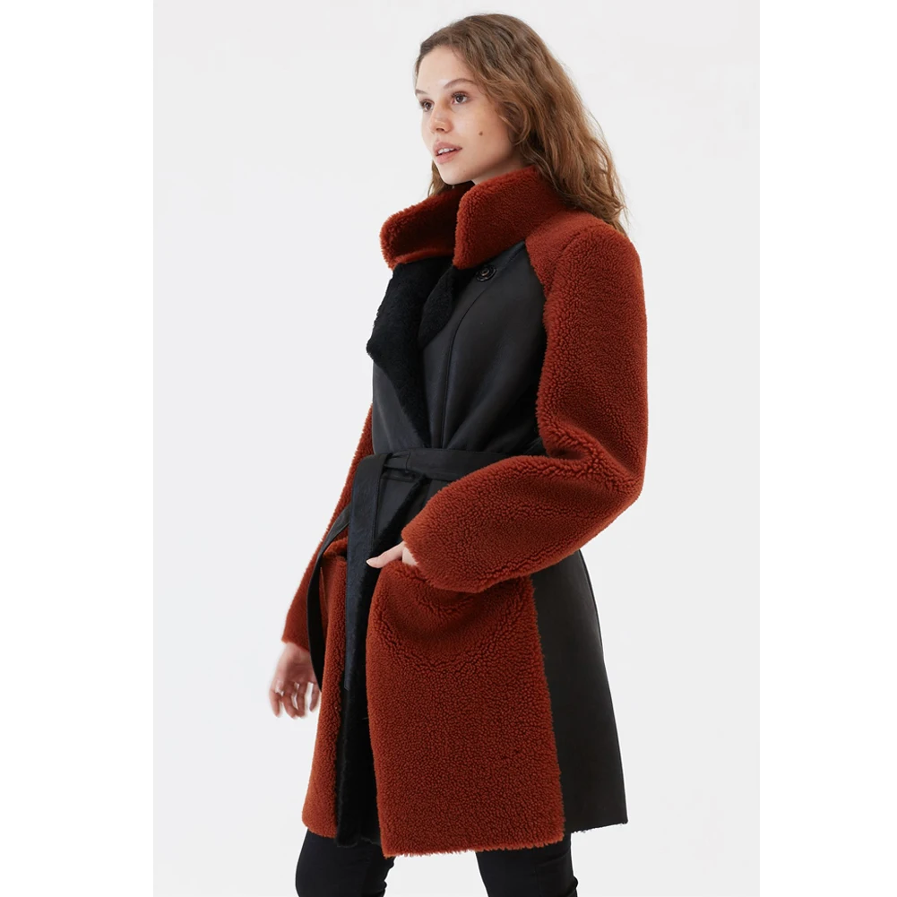 2019 New Womens Casual Shearling Coat Turkey Wool Coat Long Fur Jacket Womens Trench Coat Sheepskin Coat