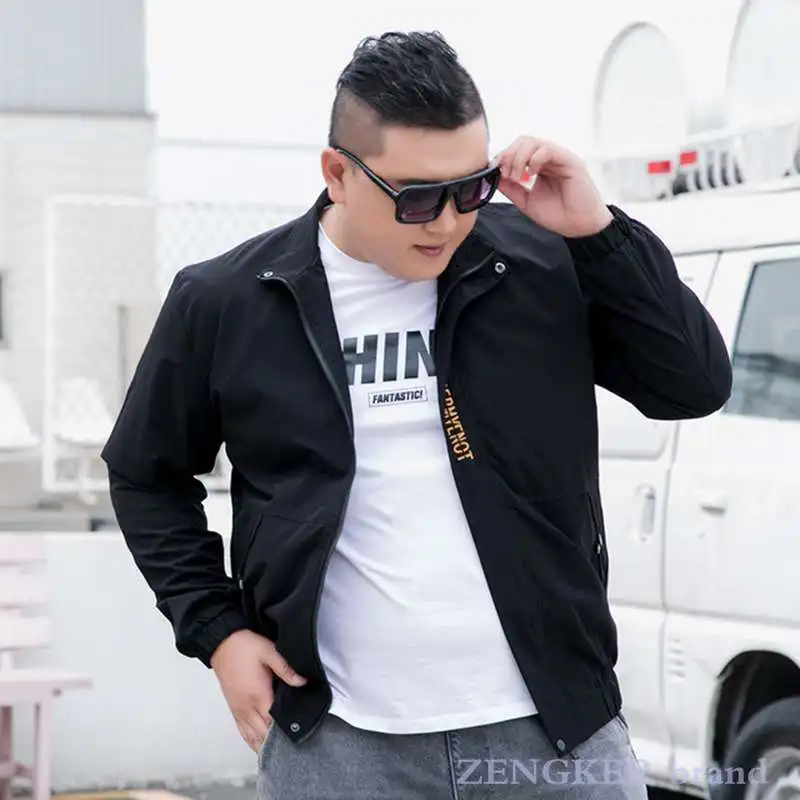 Autumn jacket men black jacket plus size spring autumn trend fat handsome clothes menswear 9XL 8XL 7XL