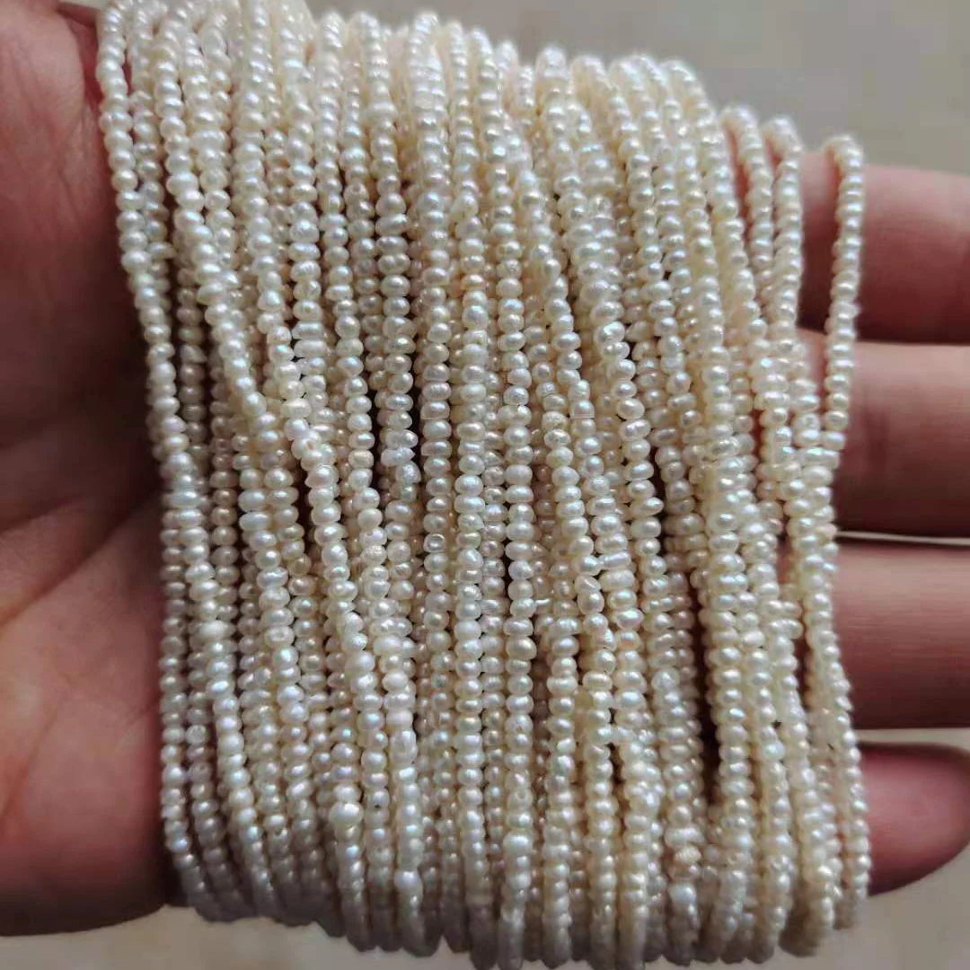 37 CM 2-2.5 mm MINI FRESHWATER near round PEARL BEADS in strand,100% NATURE freshwater pearl -A+ good quality,FREE SHIPPING