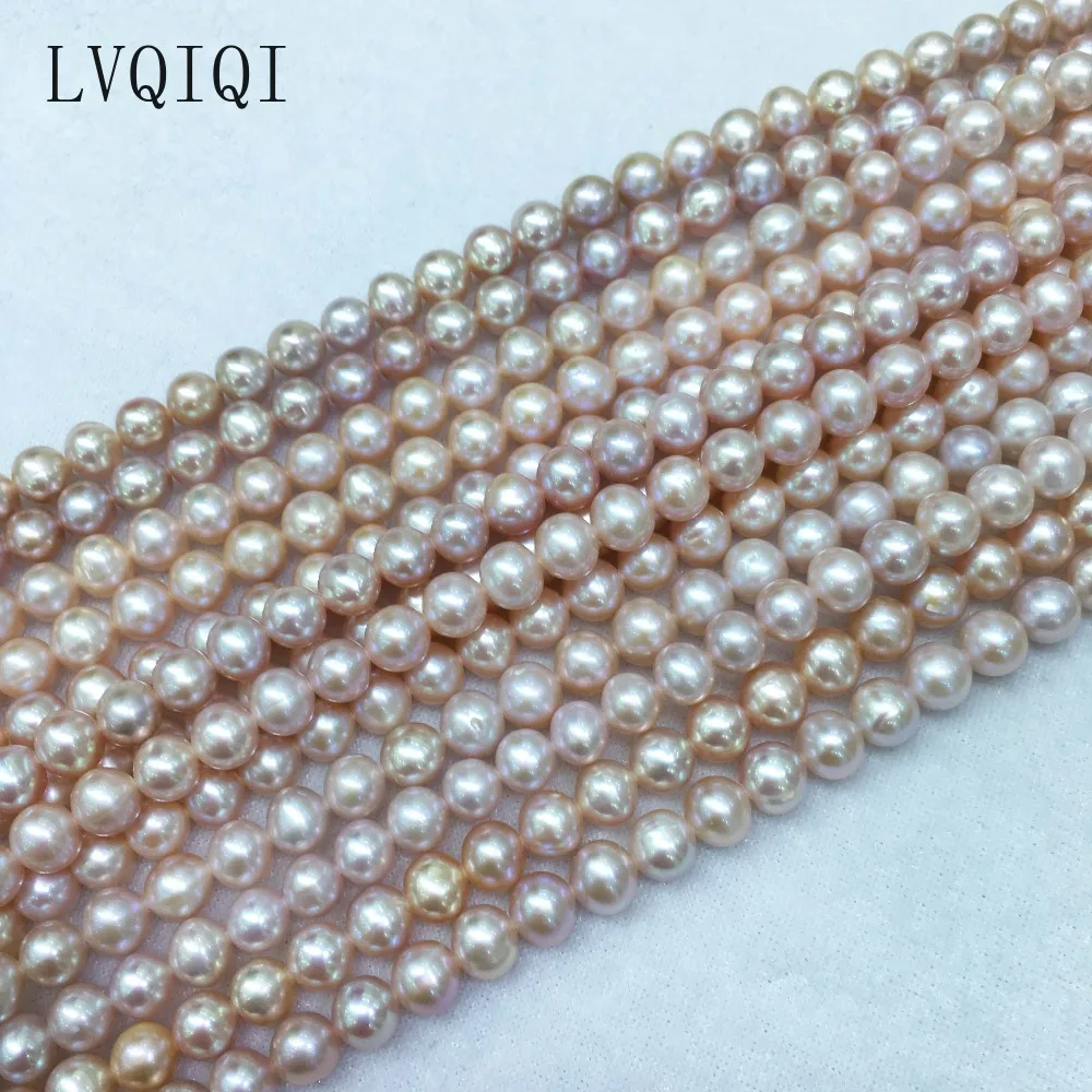 LVQIQI Natural freshwater pearl beads quality 36 cm perforated loose beads DIY ladies necklace bracelet production 7-8MM 3colors