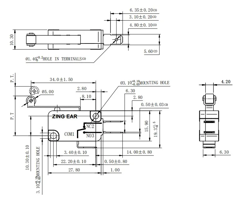 Original New 100% silver contact 2pin normally open G5T16-2C stroke limit with handle mechanical equipment micro switch 16A