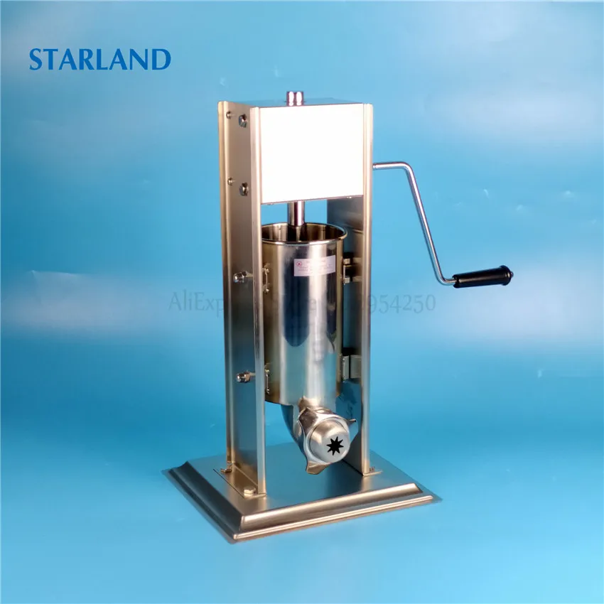 2L Sausage Stuffer Spanish Churros Machine Commercial/Household Churros Maker Vertical Sausage Meat Extruder with Hand Crank