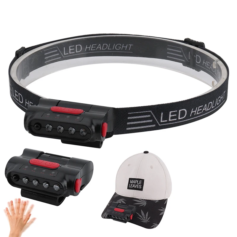Smart Multifunction Sensorled Headlamp Cap Light Build-in Battery USB Rechargeable Head Flashlight Headlight Bulbs 5W LED Bulbs