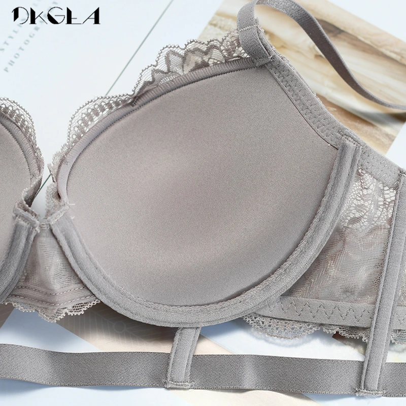 New Brown Brassiere Deep V Push-Up Bra Set Sexy Hollow Women Lingerie Set Embroidery Underwear Cotton Thick Brand Bras C D Cup