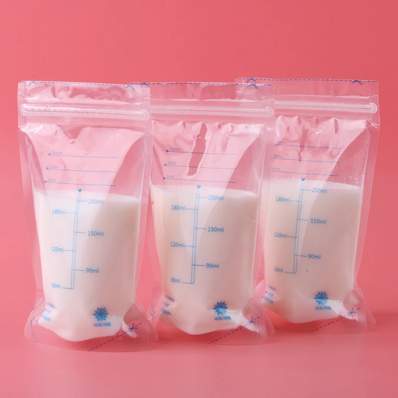 30/60/90 Pcs/Bag 200ml Milk Freezer Bags Milk Baby Food Storage Breast Milk Storage Bag BPA Free Baby Safe Feeding Bags Feeding