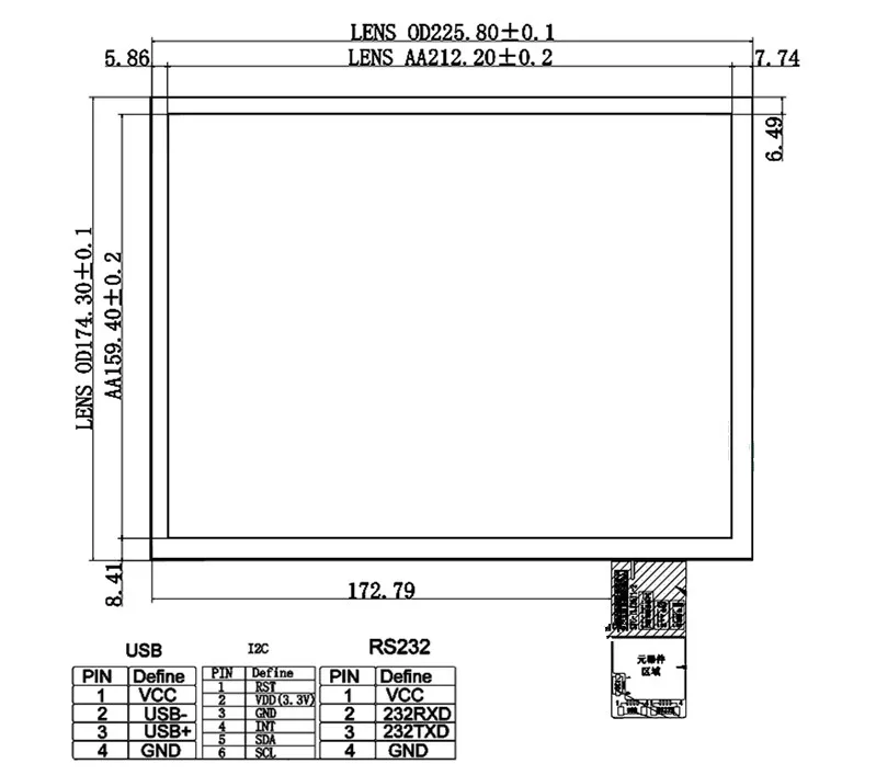 10.4 inch 225mm*174mm I2C USB Interface For G104S1-L01 G104AGE-L02 LED Monitor Capacitive Digitizer Touch Screen Panel Glass