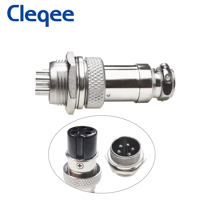 Cleqee-conector de aviación de 5 pines, hembra y macho conector de acoplamiento, conector Circular, GX16, 1 ud.