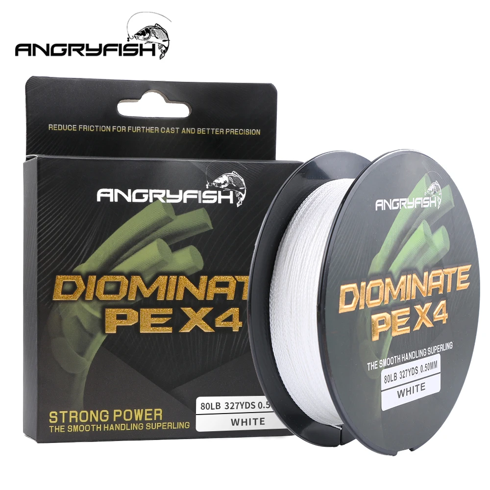 Angryfish 4 Strands Multifilament Fishing Line 327Yds/300MBraided Fishing Line PE Saltwater/Freshwater 15 20 25 30 40 50 60 80LB