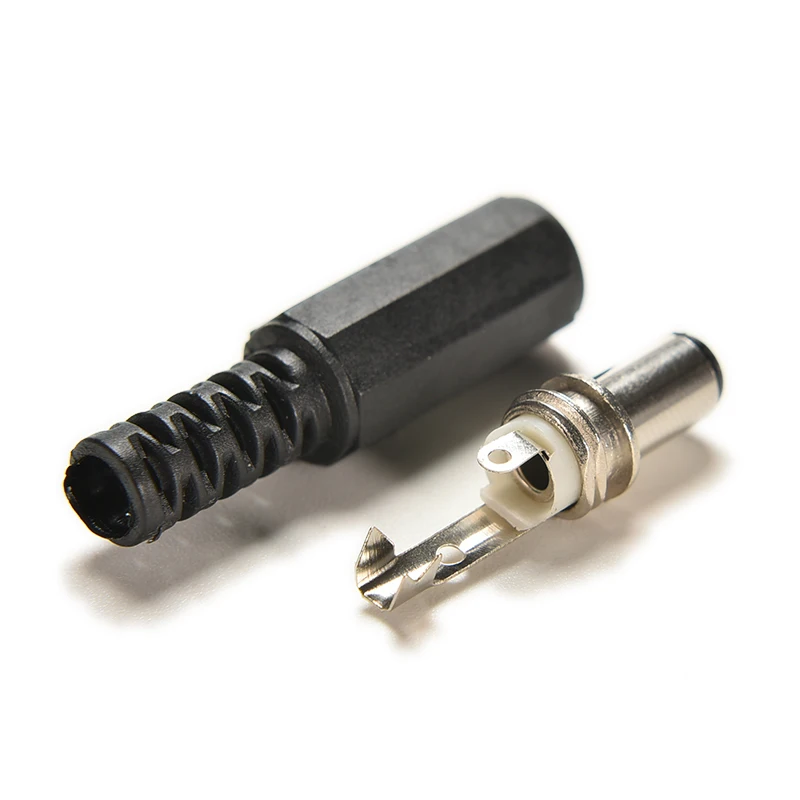 Adaptateur prise Jack mâle, connecteurs de câble d'alimentation cc pour caméra CCTV 2.5mm x 5.5mm avec pointe de couleur noire