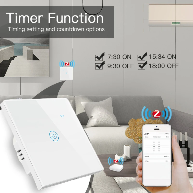 Tuya Zigbee EU UK Smart Touch Wall Light Switch Neutral Line Required Smart Life App Smart Home Control, Alexa Google Home Alice