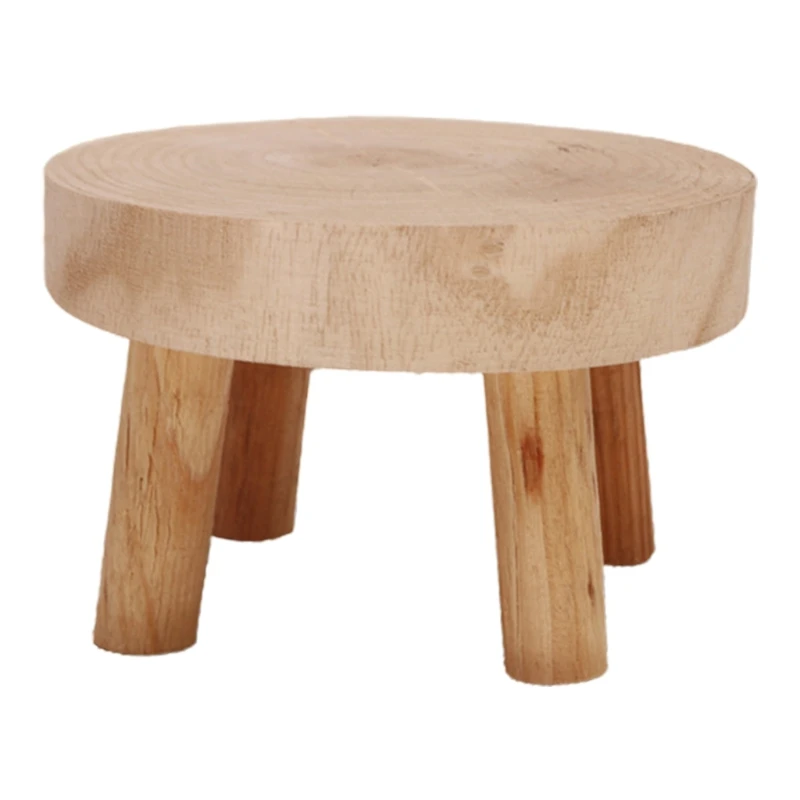 Banc rond en bois massif, support de plante, base de pot de fleur créative, présentoir de tabouret, décor de jardin à la maison