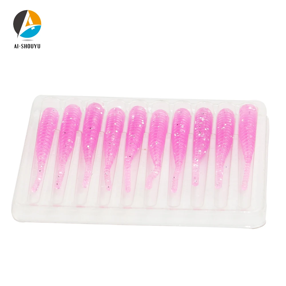 

AI-SHOUYU New 10pcs TPR Fishing Lure 40mm 0.3g Silicone Bait Fishing Equipment UL Fishing Floating Fishing Lure Trout Lure