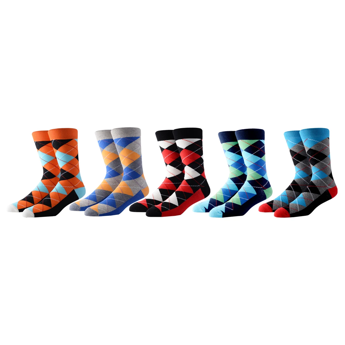 5-10 Pairs Mens Socks Casual Gentleman Color Puzzle Happy INS Style Stripe Business Funny Party Dress Cotton Sock Christmas Gift