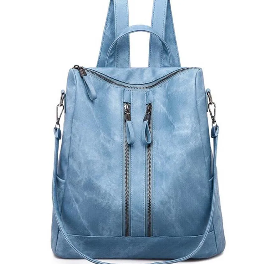 Wholesale New Hot Sale Fashion Style Soft Leather Solid Backpack Men Women's High Capacity Shoulder Bags Outdoor Travel Bag