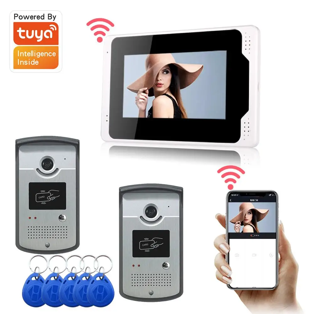 

SYSD Video intercom Tuya video Doorbell 1080p Camera 7in Touch Panel Monitor with RFID Night Vision