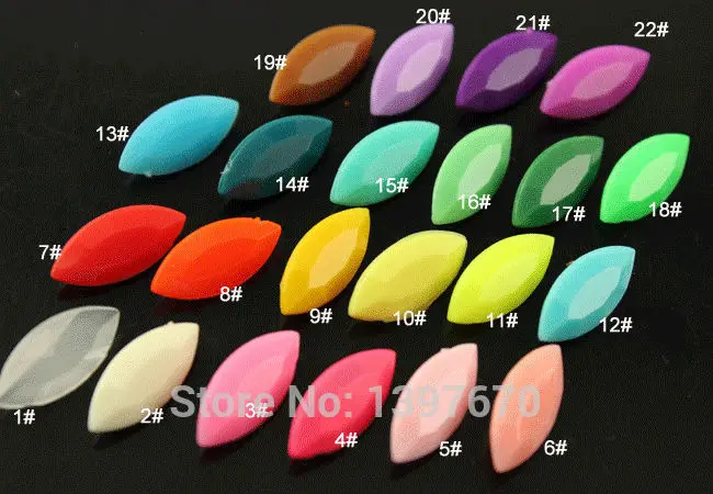 50pcs 7x15mm various colors Acrylic  Marquise navette  candy Fancy Stone Pointed back  Beads No holes  For Jewelry Making,Garm