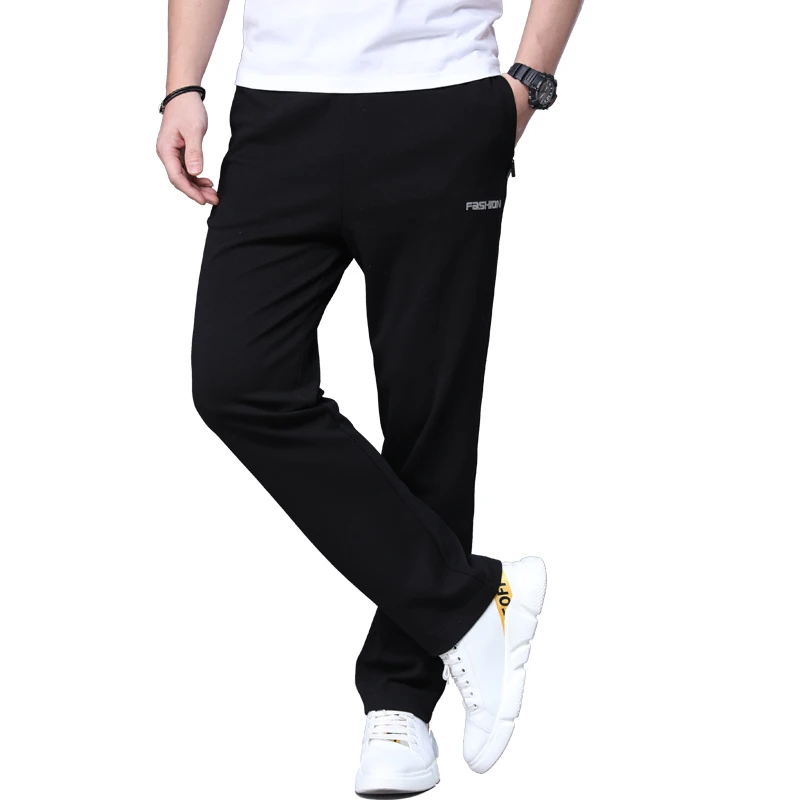 Men\'s Sports Pants with Zipper Pockets,Elastic Waist Sweatpants, Casual Jogging Trousers, Monochromatic, Plus Size, 6XL